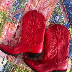 Nixon 7 1/2 C Red Leather Western Cowboy Boots